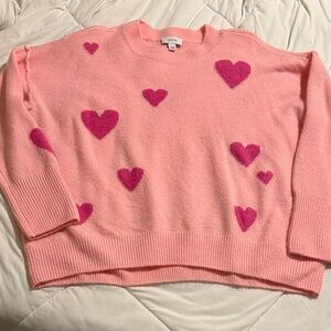 Chic Pink Sweater with Heart Accents